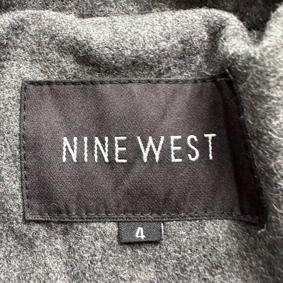 Nine West Pea Coat Womens 4 Wool Blend Notch Double Breast Grey - Picture 4 of 13